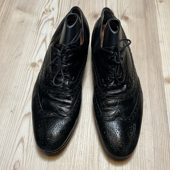 Gucci Black Leather Wingtip Shoes main image 9